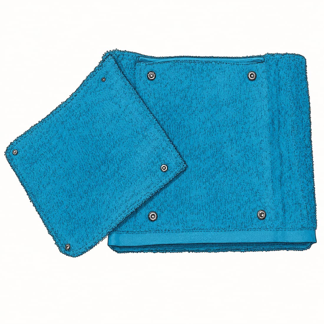 The Smart Towel with a detachable snap-on pocket beside it.